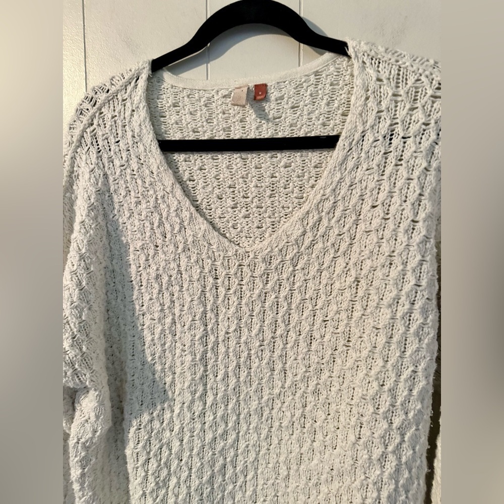 Anthropologie Pilcro Christian White Knit V-Neck Sweater Size M - Picture 5 of 13